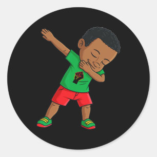 Dabbing Black King Juneteenth Boys Kids Dab Classic Round Sticker