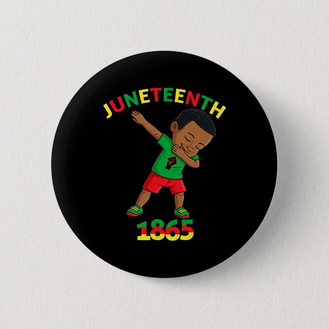 Dabbing Black King Juneteenth Melanin Brown Skin B Button (Front)
