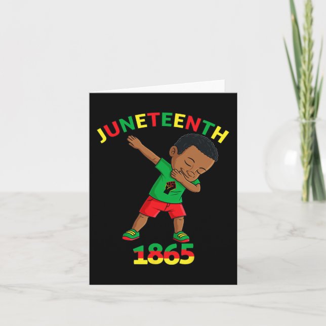 Dabbing Black King Juneteenth Melanin Brown Skin B Card (Front)