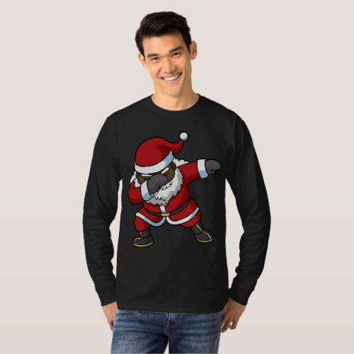 Dabbing Black Santa Claus Dab Christmas T_Shirt