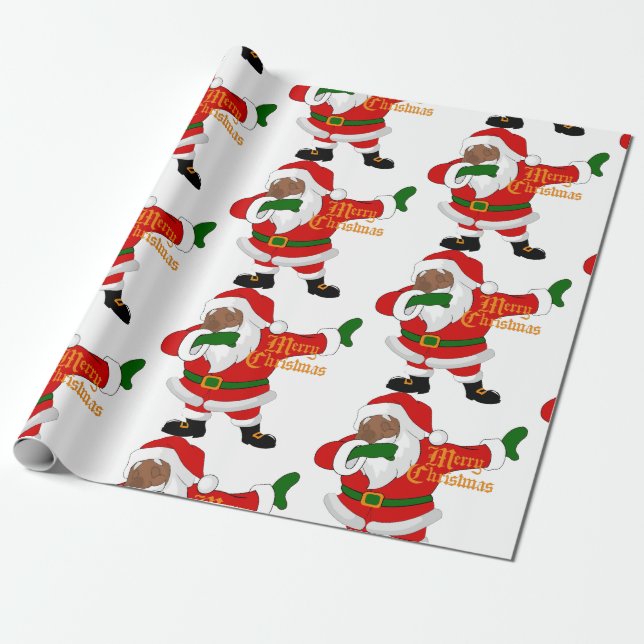 dabbing black santa claus wrapping paper (Unrolled)