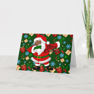 dabbing black santa holiday card