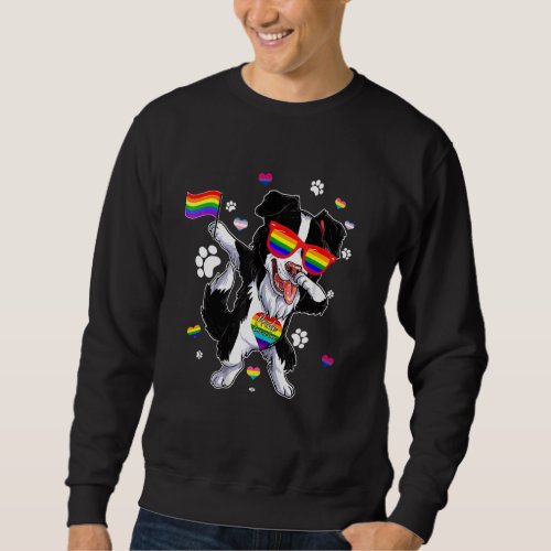 Dabbing Border Collie Dog Lgbt Q Gay Pride Month L Sweatshirt