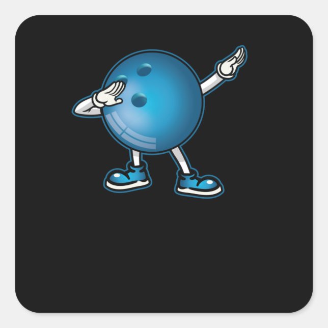 Dabbing Bowling Ball Tee Kids Boys Dab Dance Square Sticker (Front)