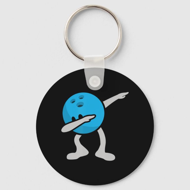 Dabbing Bowling  Birthday Party Bowling  Gift Keychain (Front)
