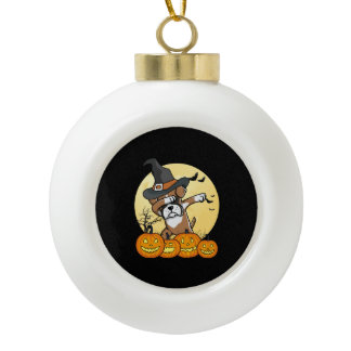 Dabbing Boxer Dog Halloween Ceramic Ball Christmas Ornament