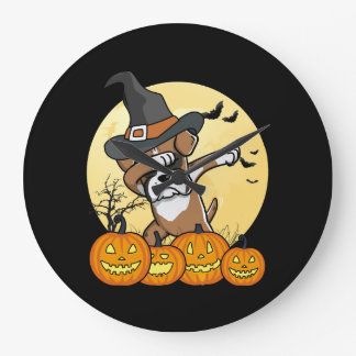 Dabbing Boxer Dog Halloween Large Clock