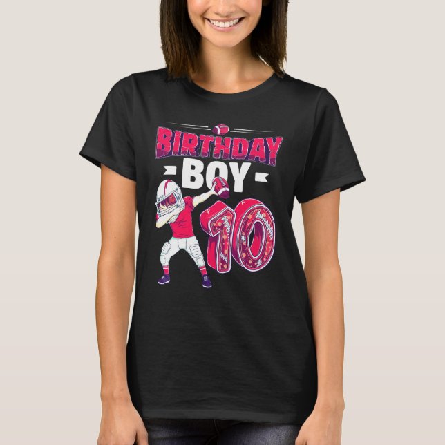 Dabbing Boy 10 Year Old American Football 10th Bir T-Shirt (Front)