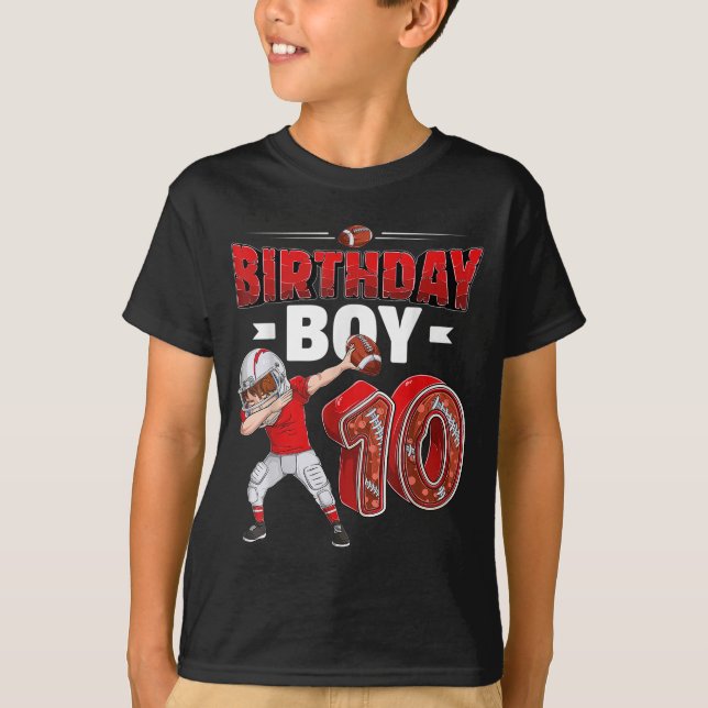 dabbing boy 10 year old American football 10th bir T-Shirt (Front)