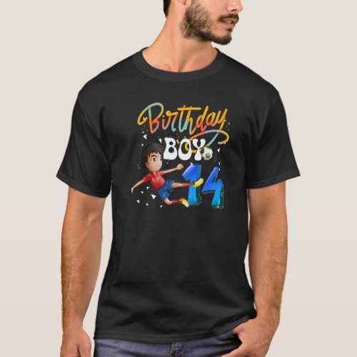 Dabbing Boy 14 Year Old Soccer Player 14th Birthda T_Shirt