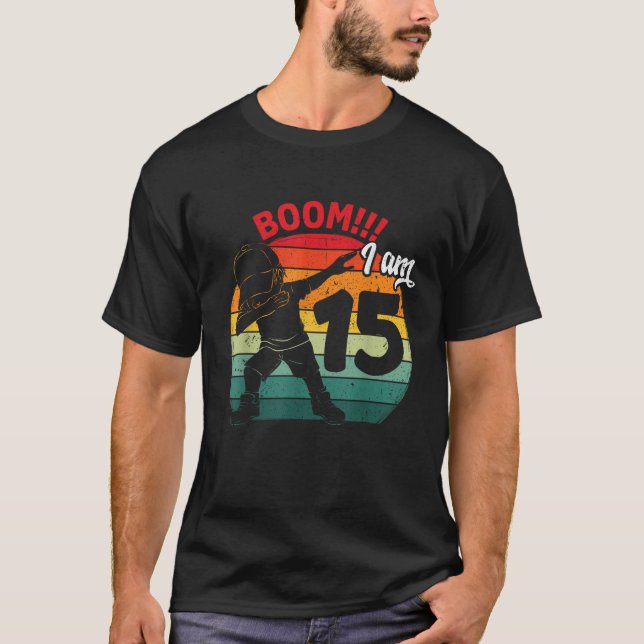 Dabbing Boy 15th Birthday Party Fifteen 15 Years O T-Shirt (Front)