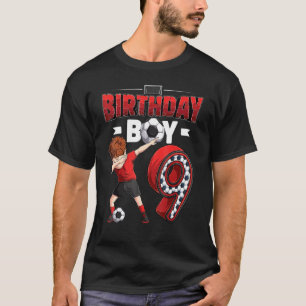 Dabbing Boy 9 Year Old Soccer Player 9th Birthday T-Shirt