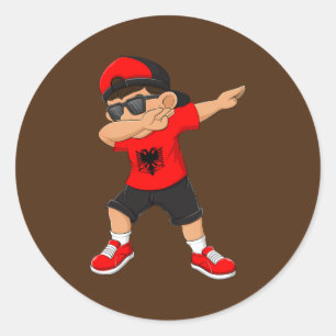 Dabbing Boy Albanian Albania Flag Kids Dab Dance  Classic Round Sticker