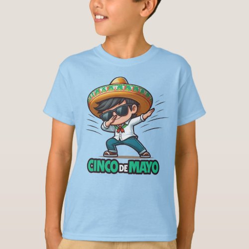 Dabbing BOY Cinco De Mayo Lets Fiesta Mexican  T_Shirt