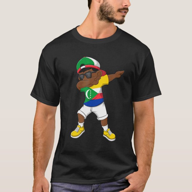 Dabbing Boy Comoros Flag Kids Dab Dance T-Shirt (Front)