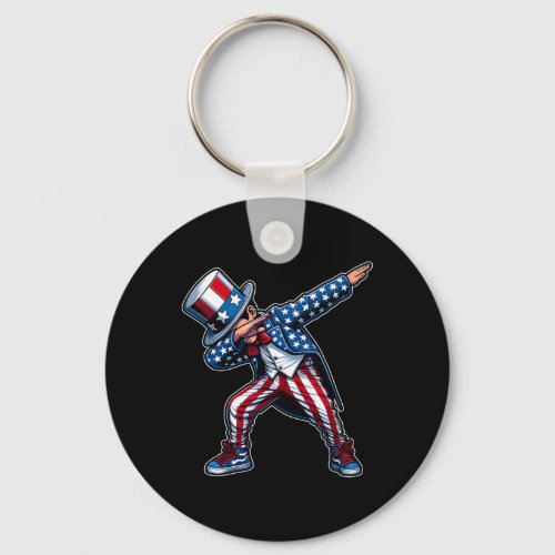 Dabbing Boy Funny 4th Of July Patriotic Design  Keychain