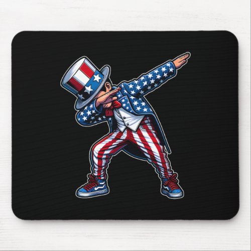 Dabbing Boy Funny 4th Of July Patriotic Design  Mouse Pad