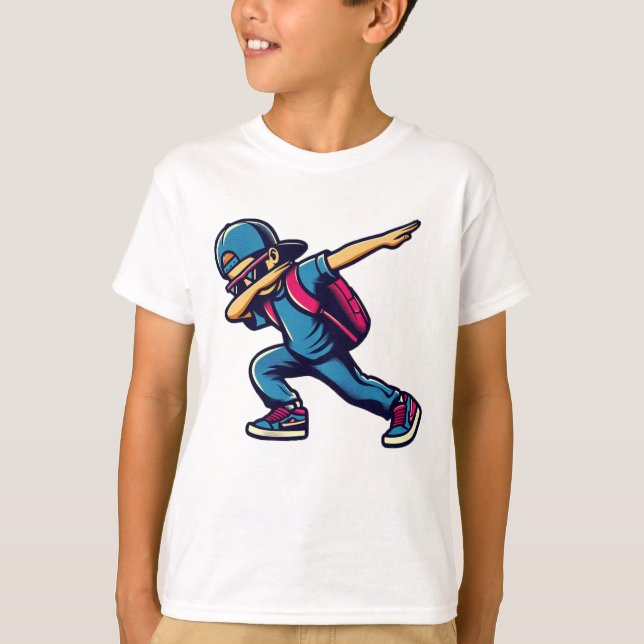 Dabbing Boy Student, Happy 100 Days Of School T-Shirt (Front)