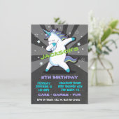 Dabbing Boy Unicorn Birthday Party Invitation (Standing Front)