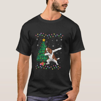 Dabbing Boykin Spaniel Dog Xmas Tree Lights Ugly C T-Shirt