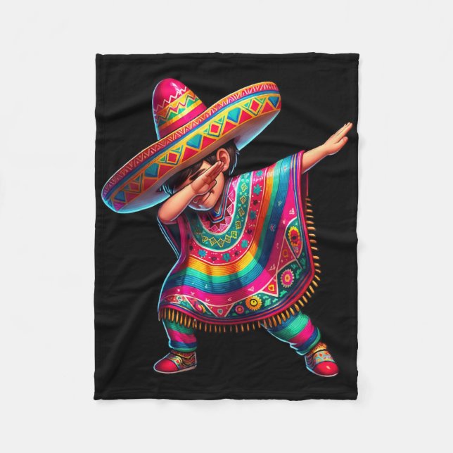 Dabbing Boys Mexican Poncho Cinco De Mayo  Fleece Blanket (Front)