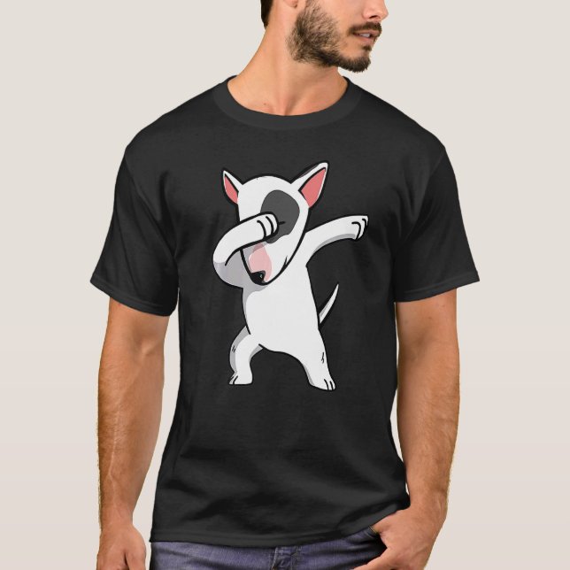 Dabbing Bull Terrier Dog Dab Dance T-Shirt (Front)