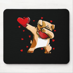 Dabbing Bulldog With Face Mask Funny Valentines Mouse Pad