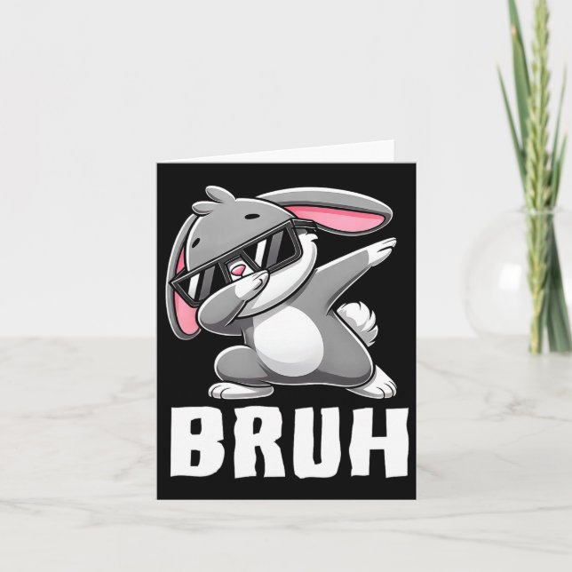 Dabbing Bunny Bruh Meme Easter Day Dab Bunny Teens Card (Front)