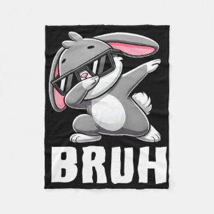 Dabbing Bunny Bruh Meme Easter Day Dab Bunny Teens Fleece Blanket