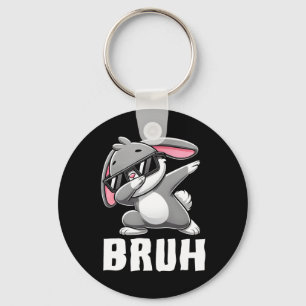 Dabbing Bunny Bruh Meme Easter Day Dab Bunny Teens Keychain