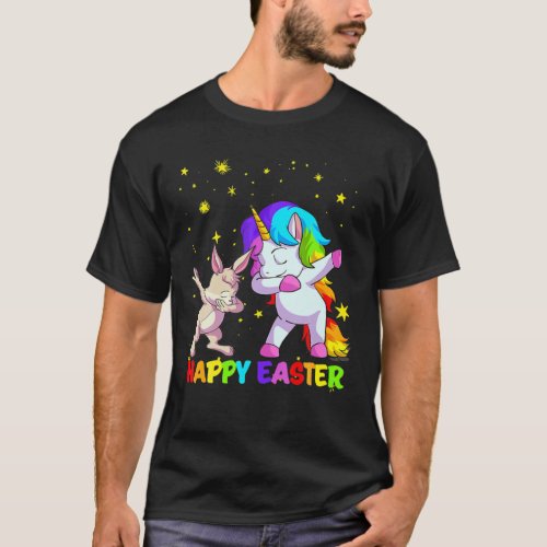 Dabbing Bunny Dabbing Unicorn Happy Easter Day T_Shirt