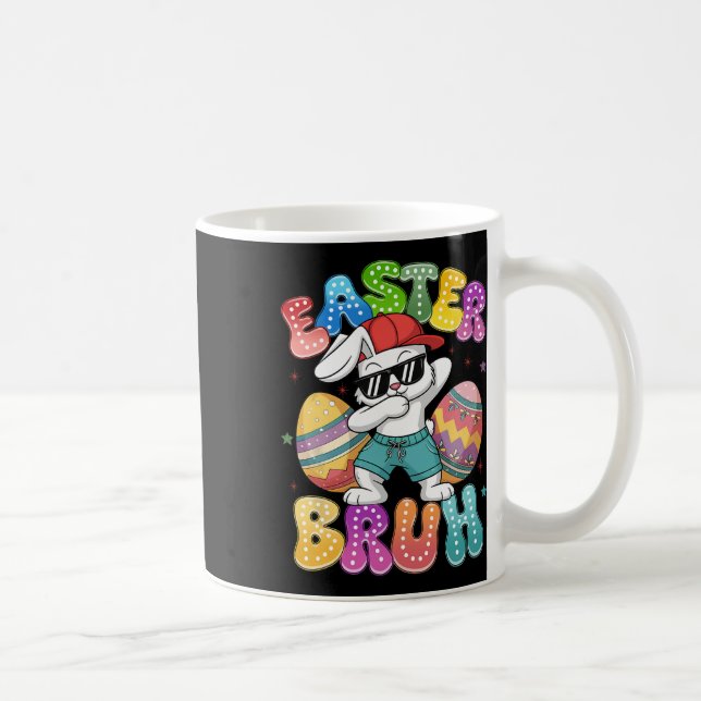 Dabbing Bunny Easter Bruh Meme Funny Saying Teens  Coffee Mug (Right)