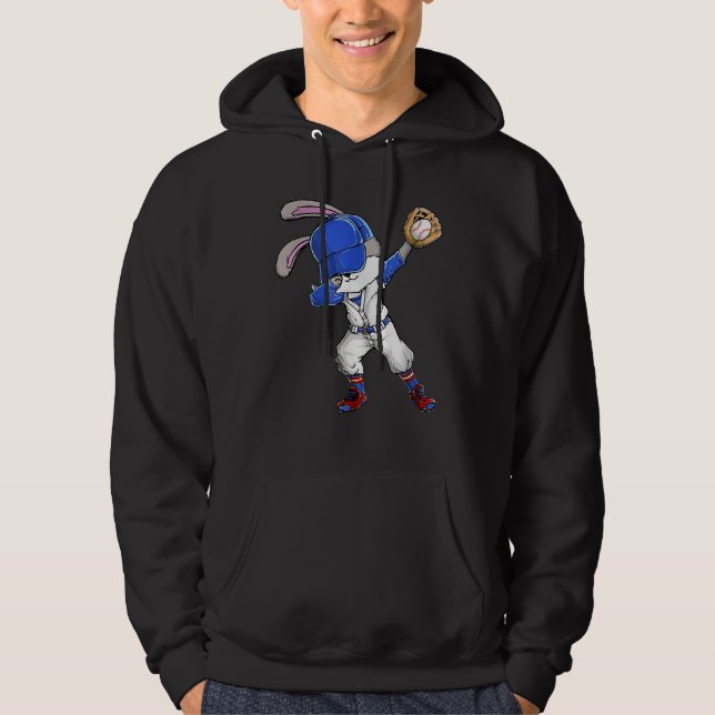 Dabbing Bunny Easter Day Baseball Catcher Happy Ea Hoodie (Front)