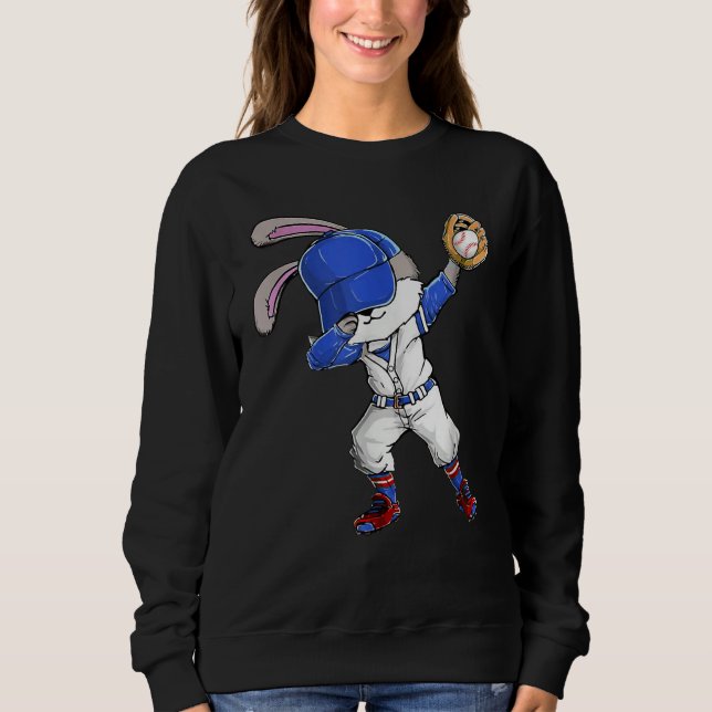 Dabbing Bunny Easter Day Baseball Catcher Happy Ea Sweatshirt (Front)