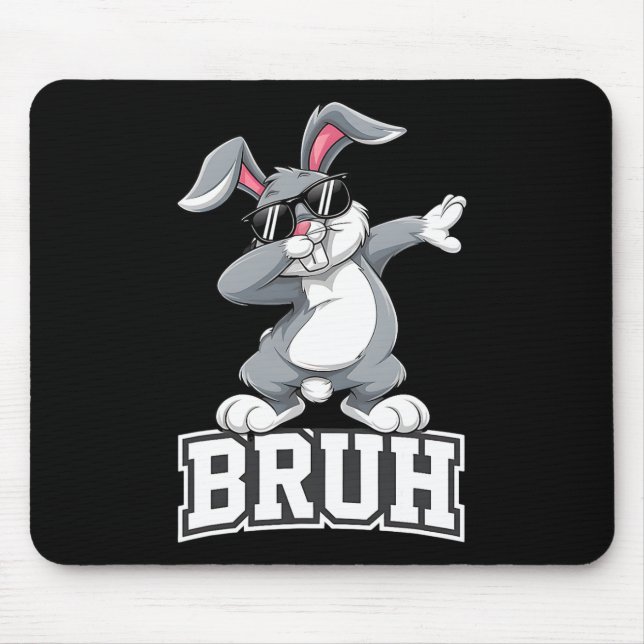 Dabbing Bunny Easter Day Dab Bruh Bunny Teens Boys Mouse Pad (Front)