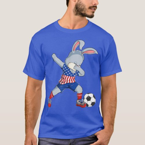 Dabbing Bunny Easter Day Soccer Happy Easter Boys  T_Shirt
