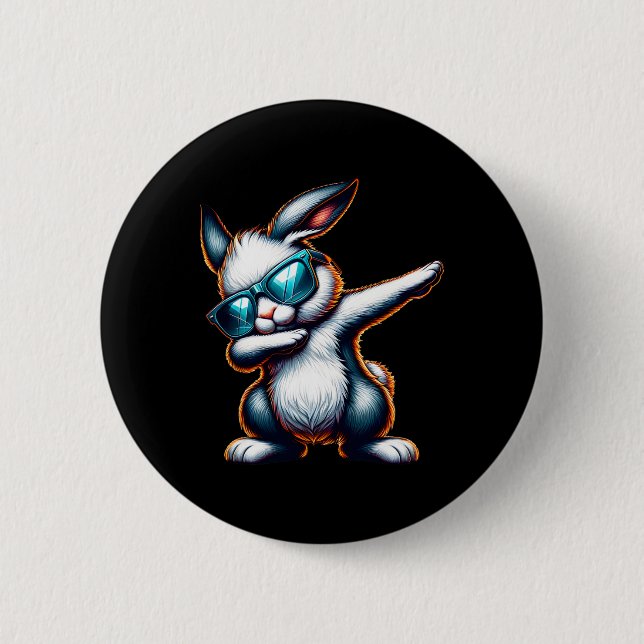 Dabbing Bunny Funny Easter Bunny  Button (Front)
