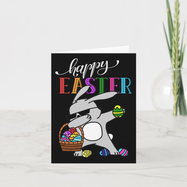 Dabbing Bunny Happy Easter Day Outfit  Card (Front)