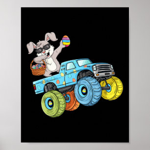 Dabbing Bunny Happy Easter Monster Truck Boys Girl Poster