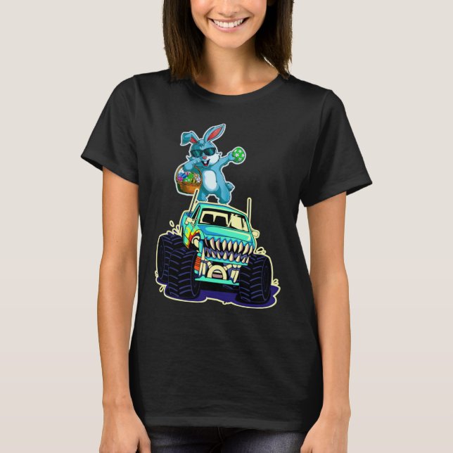Dabbing Bunny Happy Easter Monster Truck  Kids Boy T-Shirt (Front)