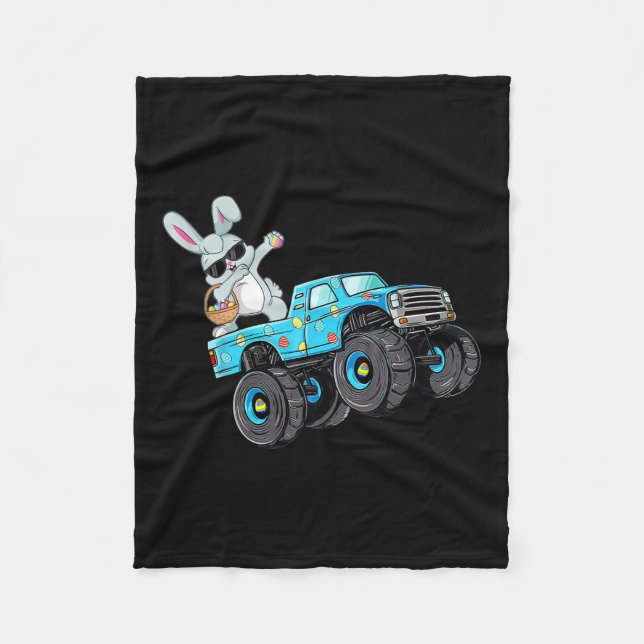 Dabbing Bunny Happy Easter Monster Truck Lovers Bo Fleece Blanket (Front)