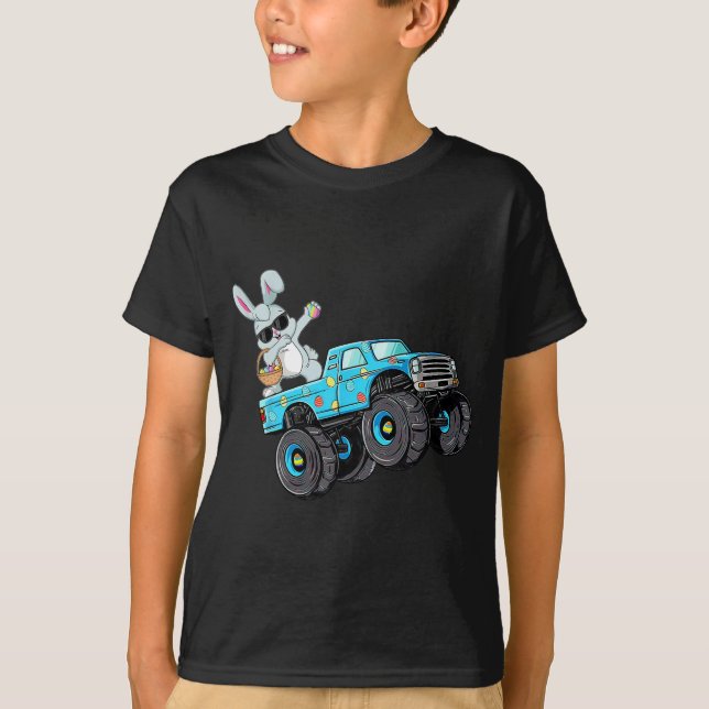 Dabbing Bunny Happy Easter Monster Truck Lovers Bo T-Shirt (Front)