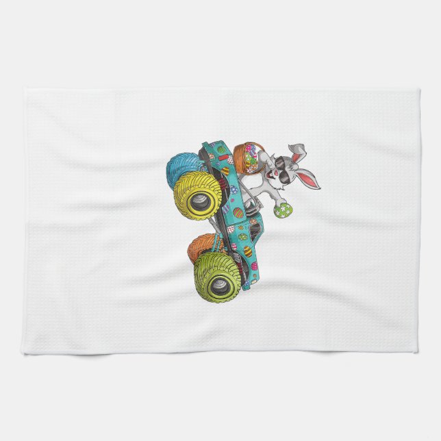 Dabbing Bunny Happy Easter Monster Truck Lovers Ki Kitchen Towel (Horizontal)