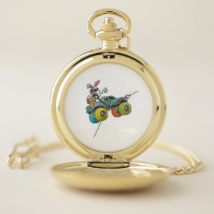 Dabbing Bunny Happy Easter Monster Truck Lovers Ki Pocket Watch