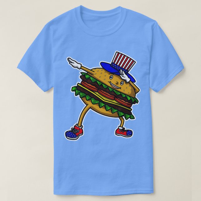 Dabbing Burger Independence Day T-Shirt (Design Front)