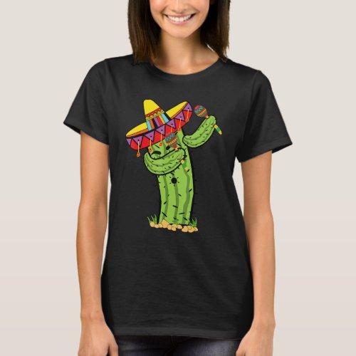 Dabbing Cactus Cinco De Mayo Kids Mens Womens Cost T_Shirt