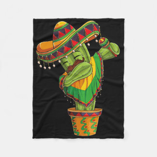Dabbing Cactus Cinco De Mayo Mexican Poncho Boys K Fleece Blanket