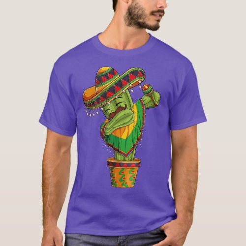 Dabbing Cactus Cinco De Mayo Mexican poncho Boys K T_Shirt