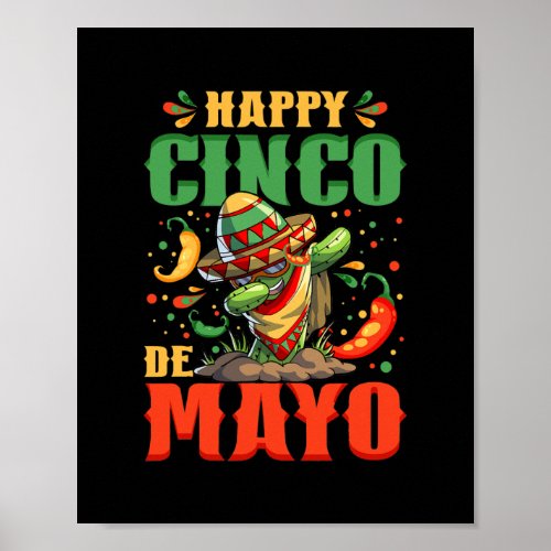 Dabbing Cactus Cinco de Mayo Women and Men Poster