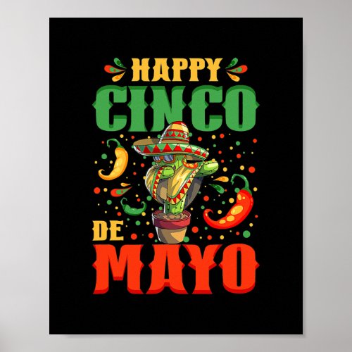 Dabbing Cactus Cinco De Mayo Women And Men Poster
